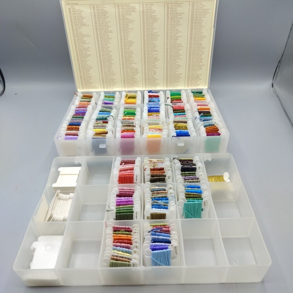 Vintage Sorted Carded Embroidery Floss Thread In Cases Cross Stitch Numbere